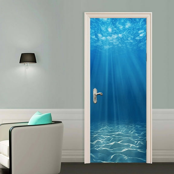 3D Door Stickers Murals Peel and Stick - Underwater - Wallpaper Self-Adhesive Decals Removable PVC Waterproof Poster for Bedroom Living Room,SP-F272,S(38.5x200cmx2Pcs)