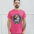 thumbnail image 3 of Tee Hunt Bald Eagle Route 66 Road Sign T-Shirt Live to Ride Born to Be Wild Men's Tee, Hot Pink, 5X-Large, 3 of 5