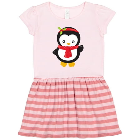 

Inktastic Christmas Penguin Penguin with Scarf Mistletoe Gift Toddler Girl Dress