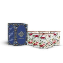 Indian Art Villa Copper White Floral Printed Glass, Drinkware & Serveware, 10 Oz, Set of 6