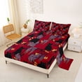 thumbnail image 2 of Erosebridal Rustic Lavender Black Kitten Queen Sheet Sets,Red Black Purple Bed Set For Girls Boys 4-Piece, 2 of 6