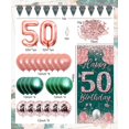 thumbnail image 2 of YANSION 50th Birthday Decorations, Green Rose Gold 50th Party Balloons, Happy Birthday Backdrop Green Rose Gold Sign Poster 50th Anniversary Banner Photo Booth Background for 50th Party Supplies, 2 of 8