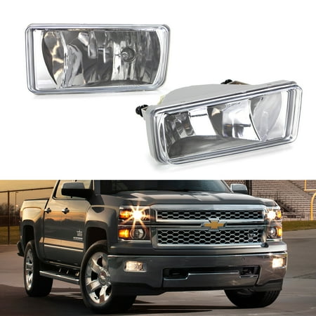 Chevrolet Halogen Bulb - iJDMTOY Left/Right Clear Lens Fog Lights Foglamp Kit w/ 5202 Halogen Bulbs For 2007-2015 Chevrolet Silverado 1500 2500 3500, 2007-2018 Chevy Tahoe Suburban, etc