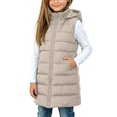 thumbnail image 6 of Cethrio Girls Puffer Vests Size 5-6 Years, Lightweight Mid-length Sleeveless Quilted Winter Outerwear with Zipper Khaki, 6 of 7