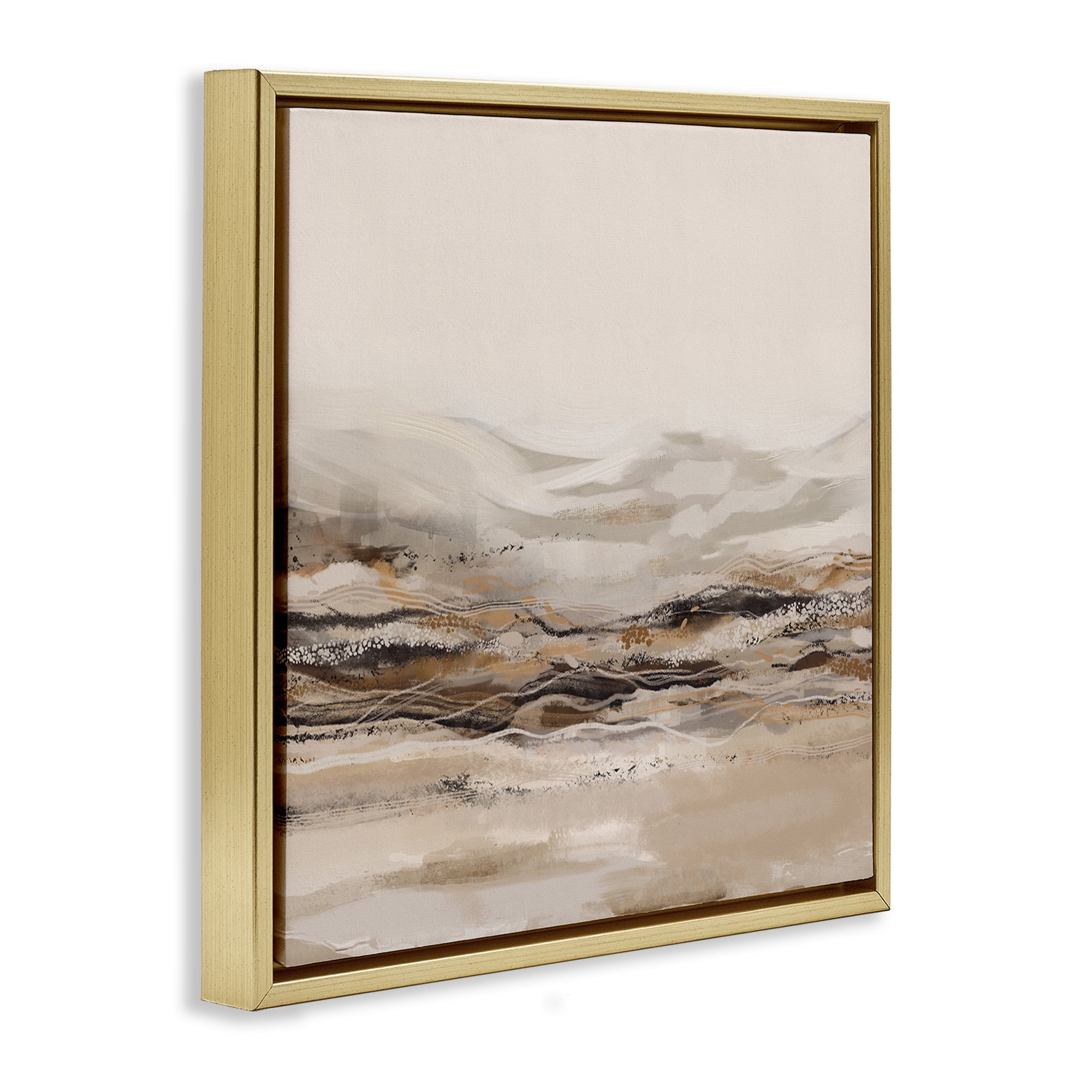 Stupell Industries Abstract Mountains Landscape Landscape Painting Gold Floater Framed Canvas Art Print Wall Art, 25 x 25