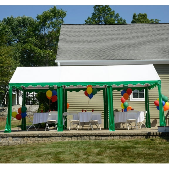 Party Tent, 10' x 20'/3m x 6m, Green/White