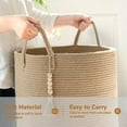 thumbnail image 4 of Large Woven Laundry Basket with Handles - Organize Toys, Towels and Clothes in Bedroom, Kids Room, Living Room -Easy To Carry, Foldable, White and Jute, 4 of 6