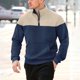 thumbnail image 1 of Ceisia Men's Regular-Fit Stand-Collar Half-Zip Color-Blocked Argyle-Textured Polyester Pullover Gift, 1 of 6