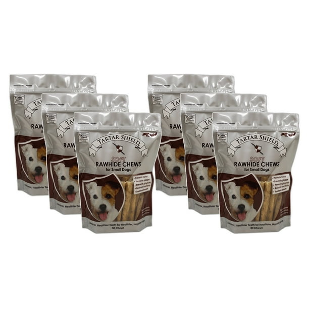 Tartar Shield Soft Rawhide Chews for Small Dogs 30 Count 6 Pack