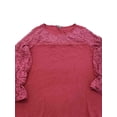 thumbnail image 2 of Womens Plus Burgundy Cotton and Lace Long Sleeve Henley Shirt Top 3X, 2 of 2