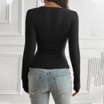thumbnail image 4 of aidice Hauts de Sortie pour Femmes Col Rond Manches Longues Chemises Ajustées Blouses Confortables, 4 of 6