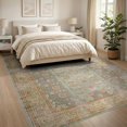 thumbnail image 3 of ODIKA 8'x10' Washable Area Rug Vintage Boho Trellis Ornamental Distressed Border Scrolls Scroll for Dining Room, Large Office, Lounge, Non-Slip Chair-Friendly Mat, 3 of 7