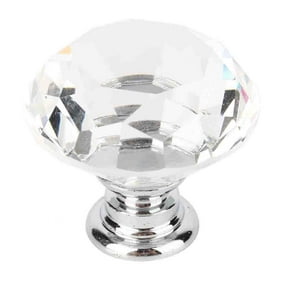 10 Pcs Crystal Glass Cabinet Knobs 30mm Diamond Shape Drawer