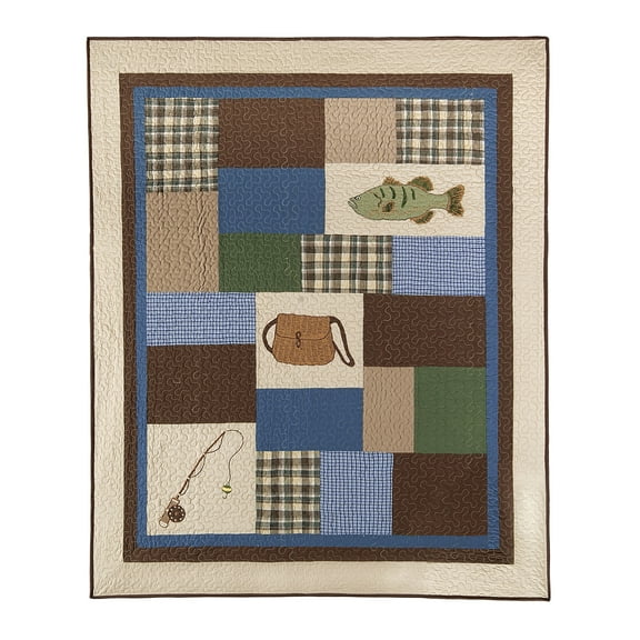 Hook Line & Sinker Cotton Quilted Accent Throw Blanket