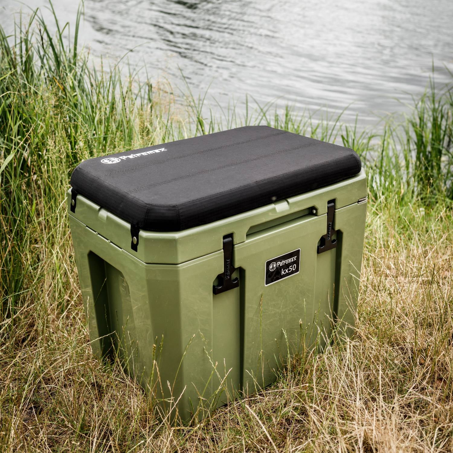 Petromax Large Capacity Hard Cooler Box, Olive 52.8 Qt Insulated Ice Chest, Keep Food Cold for Multi Day Outdoor Camping