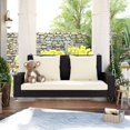 thumbnail image 4 of Resenkos 2-Person Wicker Hanging Porch Swing with Chains, Cushion, Pillow, 4 of 9