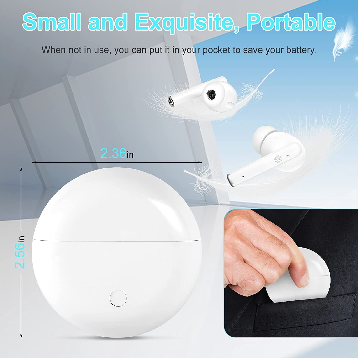 Kibvoe Sound Amplifiers with Noise Cancelling, Rechargeable Mini Personal Sound Amplifiers TV Earbuds with Portable Charging Box, Suitable for Adults, Elderly(White).