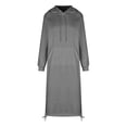 thumbnail image 4 of Vestido largo informal holgado con capucha y bolsillos para mujer - Vestido sudadera de felpa, capucha con cordón, abertura lateral, adecuado para otoño/invierno, tallas S-XXXXXL, 4 of 5