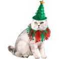 thumbnail image 1 of Paquete de 2 gorros de árbol de Navidad para gatos y perros y collar rojo y verde, babero para cachorros, accesorios de disfraz navideño para mascotas para gatos, perros pequeños y medianos, 1 of 4