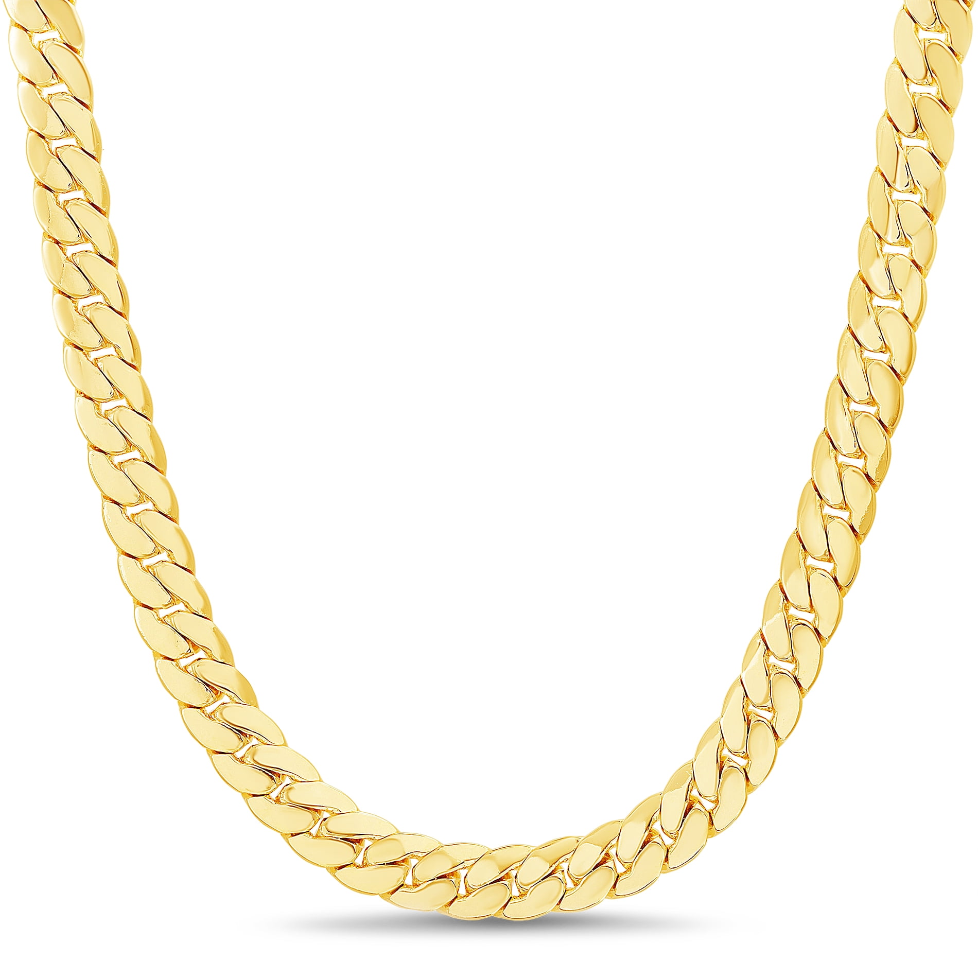 Reinforcements 9.8MM 24' Miami Cuban Chain Necklace in Yellow Gold Plated Brass for Men