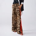 thumbnail image 5 of Women's Leopard Wide Leg Pants Casual Side Striped High Waisted Trousers with Pockets Spring 2026 Yellow 2XL, 5 of 7