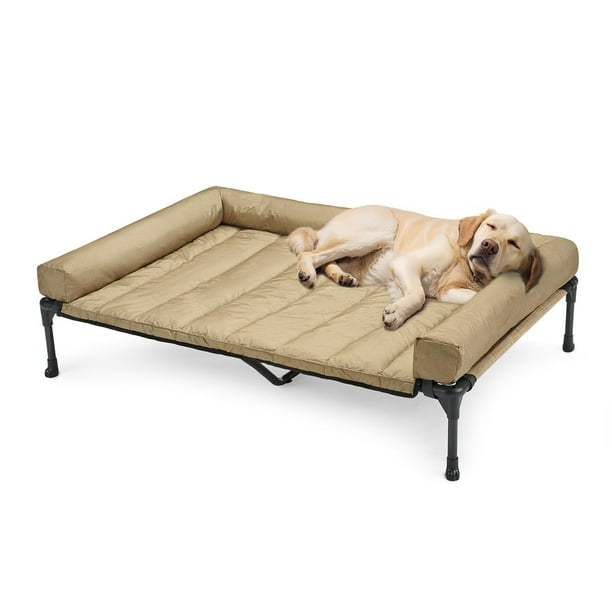 Cama elevada para perros Veehoo Cooling con cojín impermeable, color beige