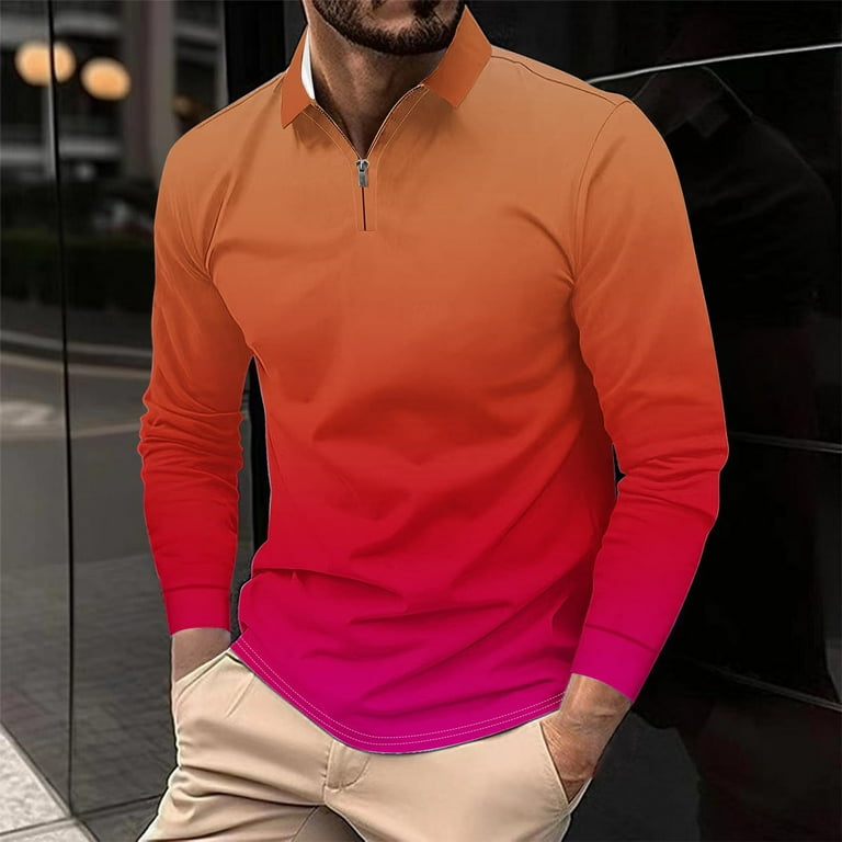 ZCFZJW Mens Casual Tie Dye Quarter Zip Polo Sweater Business