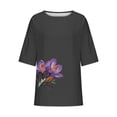 thumbnail image 4 of Virmaxy Womens Blouses Long Sleeve Shirt Women Casual Fashion Solid Color Button T-Shirt Long Sleeves One Shoulder Top Blouse Tops Black-2 S, 4 of 5