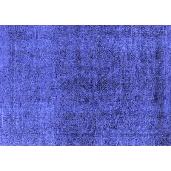 Ahgly Company Machine Washable Indoor Rectangle Oriental Blue Industrial Area Rugs, 3' x 5'