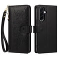 thumbnail image 2 of Case For Samsung Galaxy A57 5G Butterfly Flower Multi-card Holder Zipper Wallet With Lanyard Magnetic Clasp Flip Stand Leather Phone Case,Black,For Galaxy A57 5G, 2 of 8