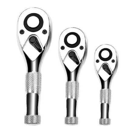 1/4, 3/8, 1/2 Inch Drive Stubby Ratchet Set 3Pc Mini Ratchet Quick-Release Head 72-Tooth