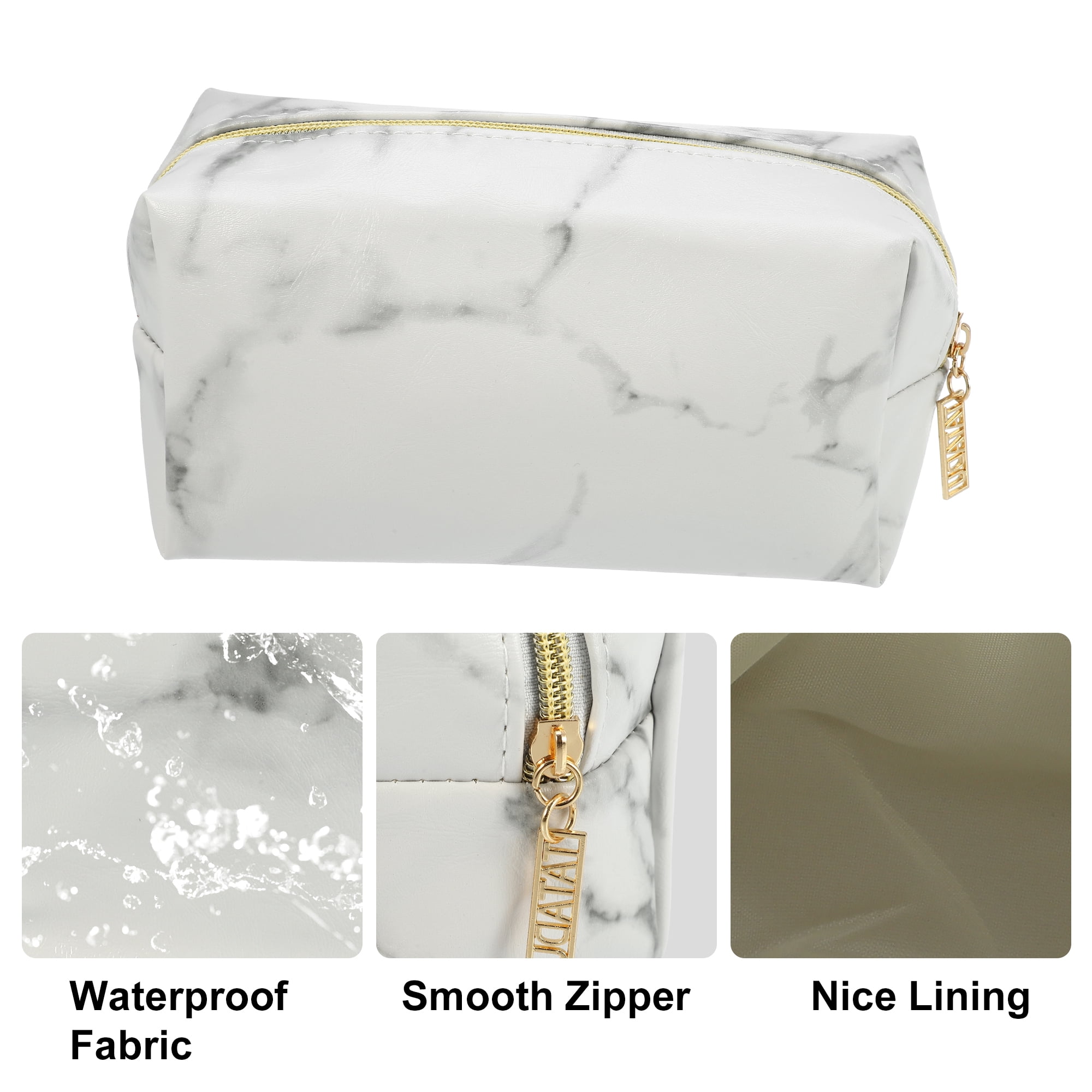 Unique Bargains Floral Makeup Bag Zipper Flower Cosmetic Pouch White, Gray