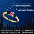 thumbnail image 2 of Gem Stone King 10K Yellow Gold Pink Created Sapphire and Black Onyx Engagement Ring for Women | 0.99 Cttw | Round 5MM | Gemstone September Birthstone | Size 5, 2 of 6