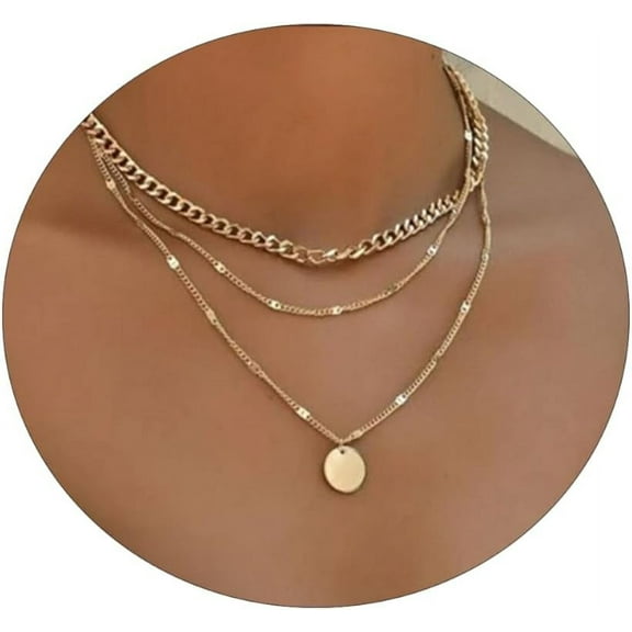 Dainty Gold Necklace For Women 14K Gold Plated Layered Satellite Necklaces Trible Layering Paper Clip Chain Link Necklace Everyday Jewelry[o3765]