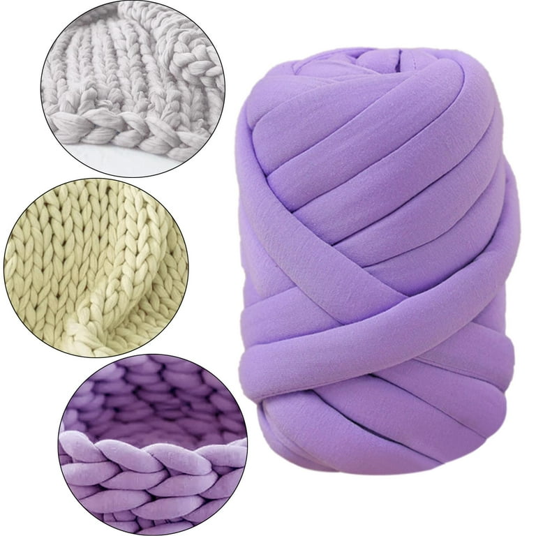 1.5kg Chunky Yarn Bulky Yarn Washable Tube Giant Soft Yarn Arm Knitting Yarn Weight Yarn Jumbo Tubular Yarn for Baskets Sweaters DIY Pet Bed Violet