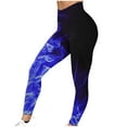 thumbnail image 4 of Sakmal High Waisted Leggings Women Butt Lifting Compression Blue Soft Yoga Pants Gym Flame Print Long Leggings, 4 of 6