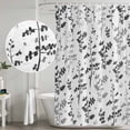 thumbnail image 4 of Black Grey Botanical Shower Curtain Set - Small 36" x 72" Washable Bathtub Curtain with 12 Hooks, Watercolor Spring Floral Summer Leaf Waterproof Fabric Shower Curtains for Bathroom/Bathtub Décor, 4 of 6