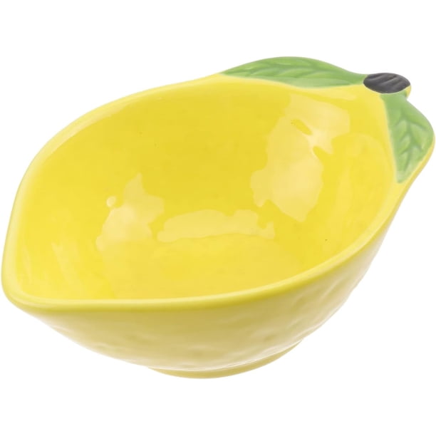 YIXIGCHEN - Cuenco de cerámica con forma de fruta de 4,7 x 3 pulgadas, forma de limón, para ensalada, decorativo, para aperitivos, dulces, nueces, postres, plato para servir para la cocina del hogar