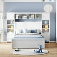 thumbnail image 4 of Harper & Bright Designs Full Size Platform Bed with All-in-One Cabinet and Storage Shelf, Wooden Full Bed Frame with Trundle and 4 Drawers & Sockets,, Espresso, 4 of 17