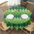 thumbnail image 3 of Green Argyle Pattern Round Tablecloth 60"x60",Wrinkle Wipeable Table Cloth for Kitchen Dining Room Picnic Patio Party, 3 of 6