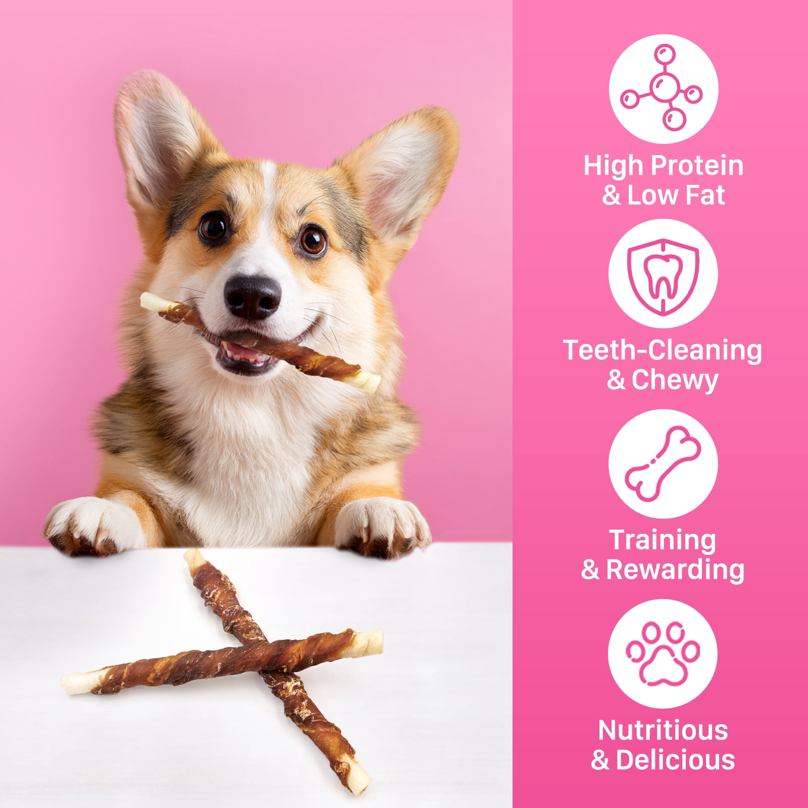 Puddonio Duck Jerky with Rawhide Sticks Dog Treats, 16 oz (40 ct)