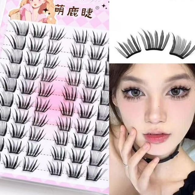 10 Rows Of Glue-free Lower Eyelashes For Beginners Easy To Use Transparent Stem No Glue Natural