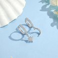 thumbnail image 2 of Aros colgantes de plata para mujer, aros colgantes de plata 925 con forma de luna y estrella, aros pequeños de plata con circonita cúbica para el cartílago, 2 of 4