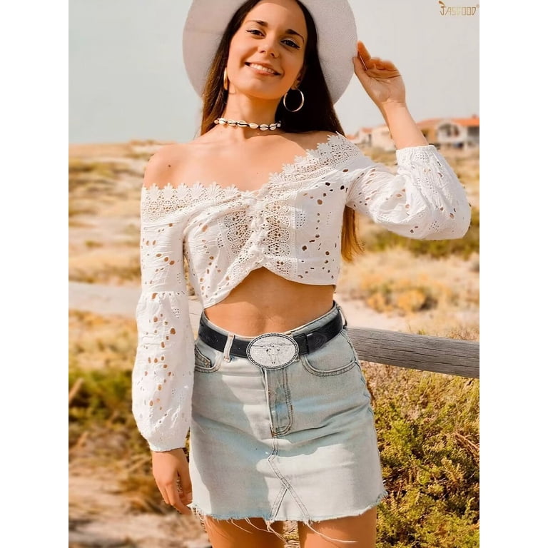 JASGOOD Western Leather Belt, Longhorn Buckle photo 7