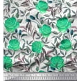 thumbnail image 1 of Soimoi Rayon Crepe Fabric Leaves & Rose Flower Fabric Prints By Yard 46 Inch Wide, 1 of 1