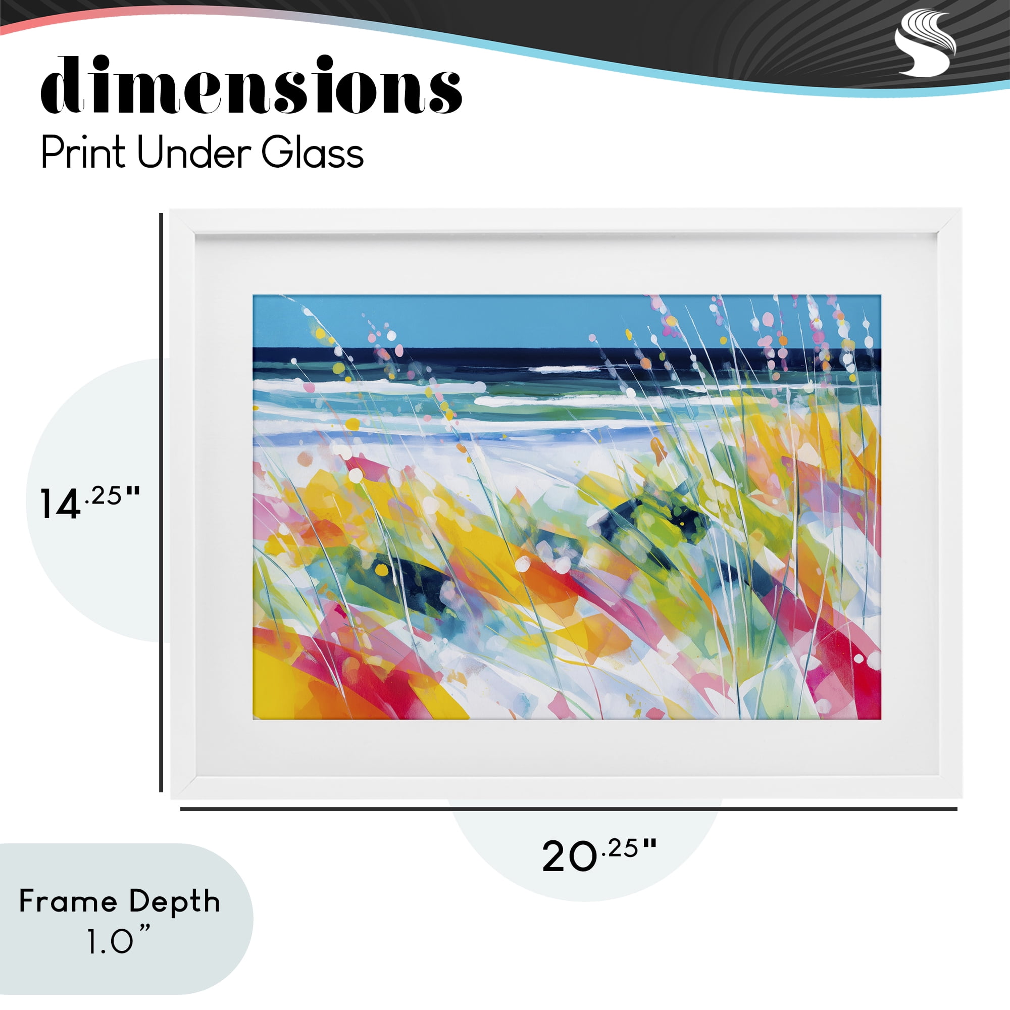 Stupell Industries Sea Oats & Ocean Breeze Abstract White Framed Print Under Glass, design by Chromatic Storm Studio