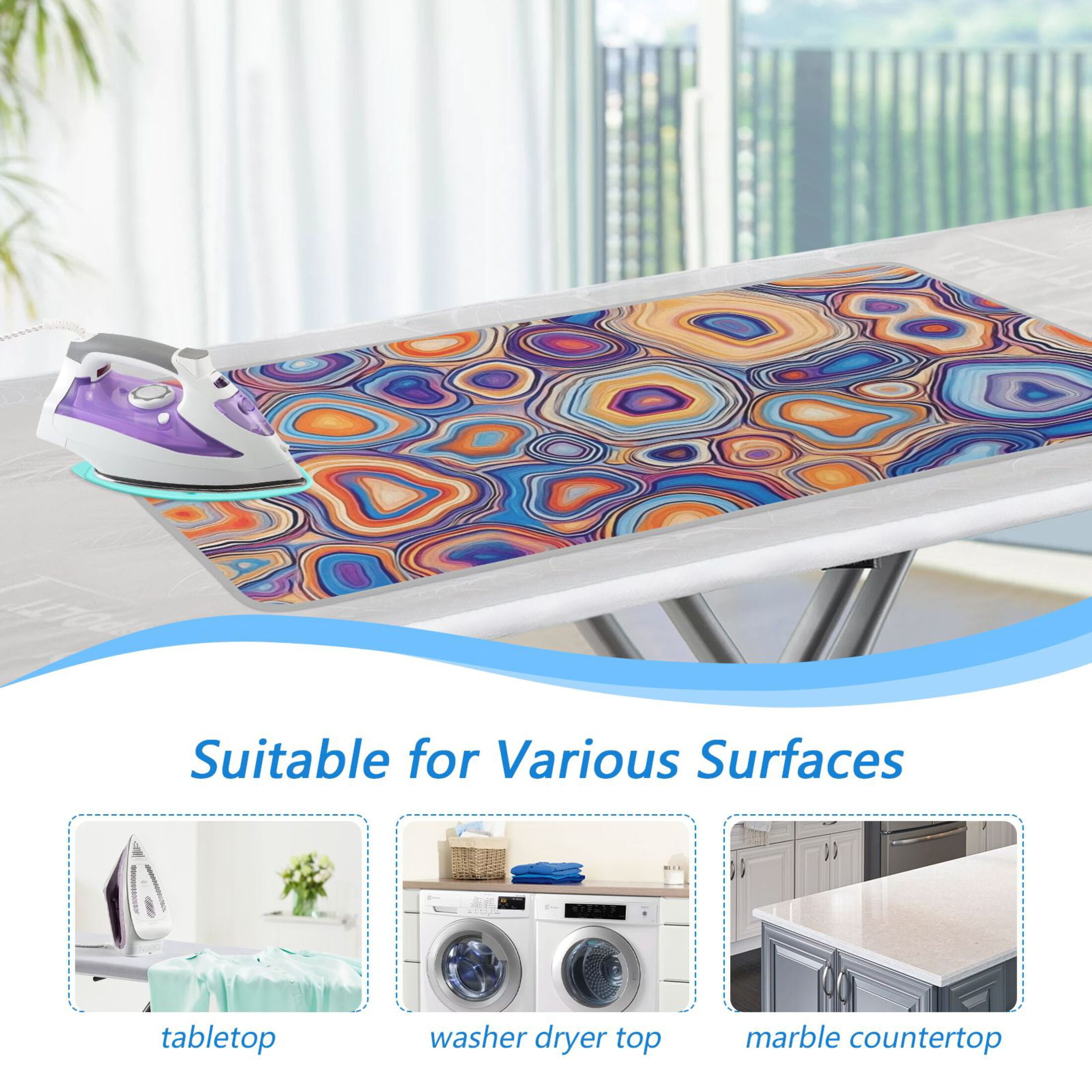 Colorful Abstract Pattern Ironing Mat Blanket for Table Top Travel Portable Ironing Board Pad 47.2x27.6 Inch