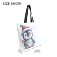 thumbnail image 5 of Open Top Canvas Tote Bag with Zipper Reusable Shopping Bag 13.5x15" Roomy Carryall Penguin Holding Candy Cane, 5 of 9