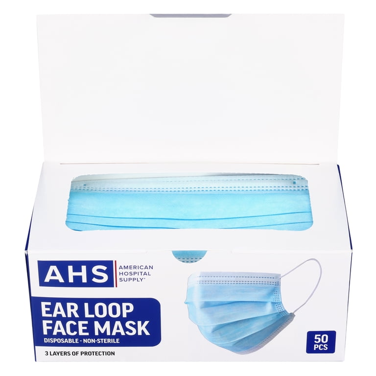 American Hospital Supply Protective Earloop Face Mask, Box of 50