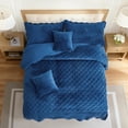 thumbnail image 5 of Blythease Oversized Velvet Quilt King 128x120 Extra Wide – Reversible Velvet Bedspread & Coverlet Set, 5 Piece Lightweight All Season Comforter Bedding, Geometric Diamond Quilted Design, Navy, 5 of 7